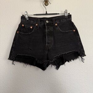 Levi’s 501 Black Distressed Shorts 24